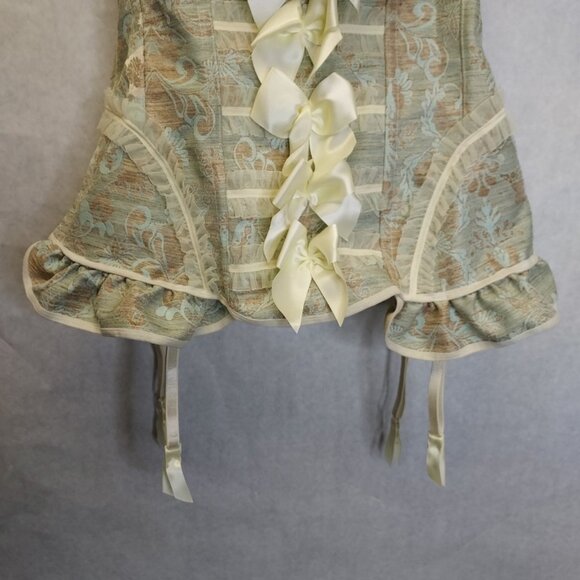 Fredericks of Hollywood Corset Bustier SZ Large Lace Up Jacquard Steampunk Fairy - Picture 4 of 16